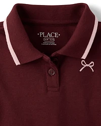 Girls Embroidered Icon Drop Waist Polo Dress