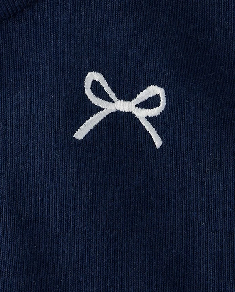 Girls Embroidered Icon Drop Waist Polo Dress