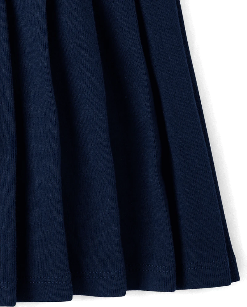 Girls Embroidered Icon Drop Waist Polo Dress