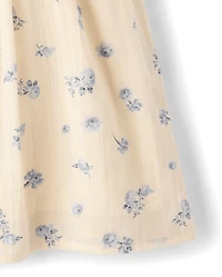 Girls Floral Textured Smocked Dress