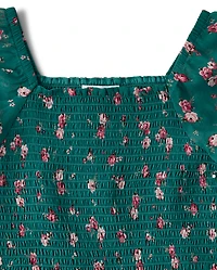 Girls Floral Chiffon Flounce Dress