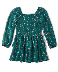 Girls Floral Chiffon Flounce Dress