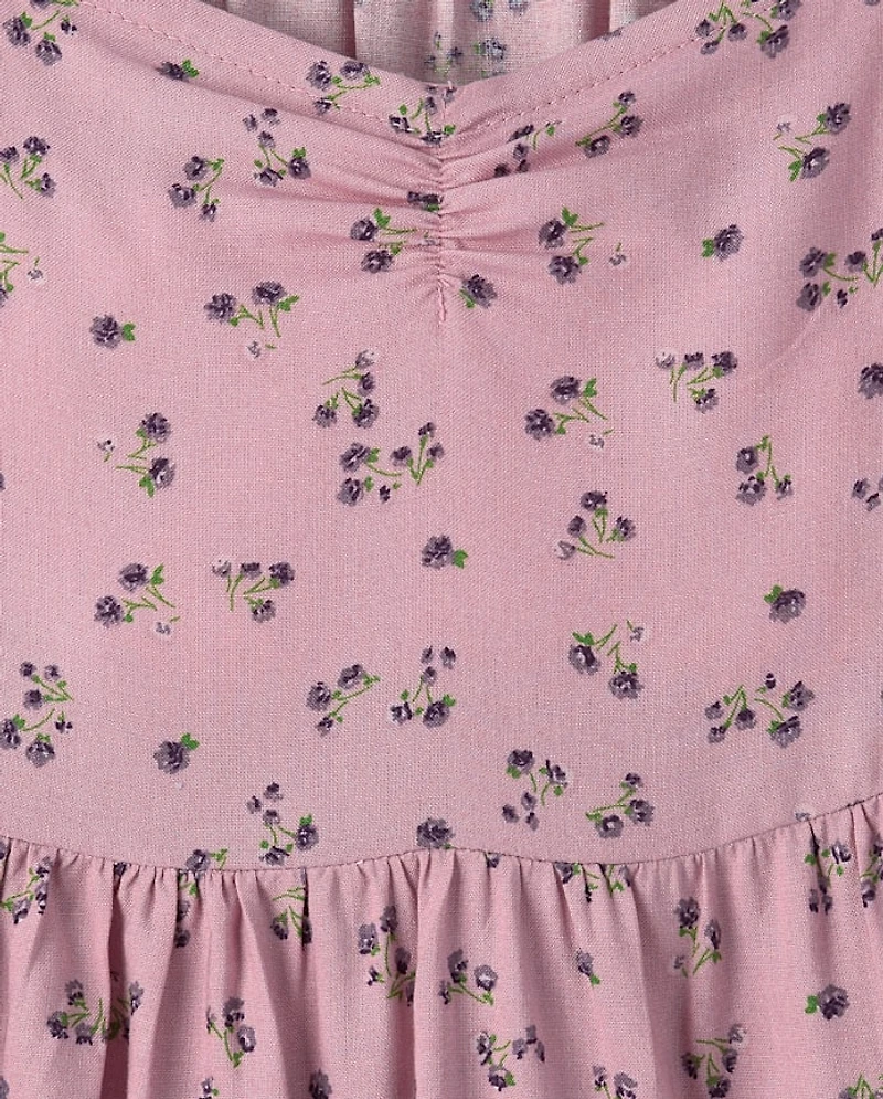 Girls Floral Ruffle Dress