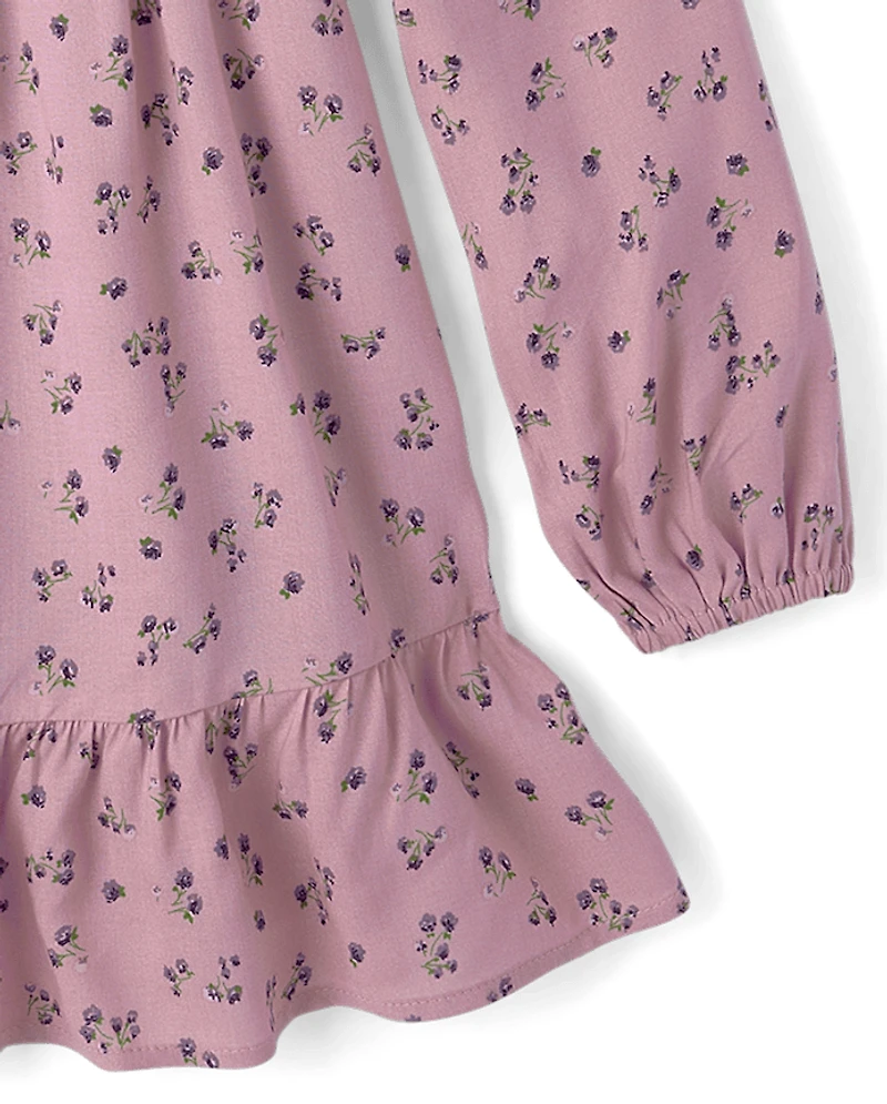 Girls Floral Ruffle Dress