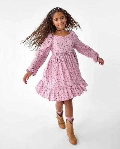 Girls Floral Ruffle Dress