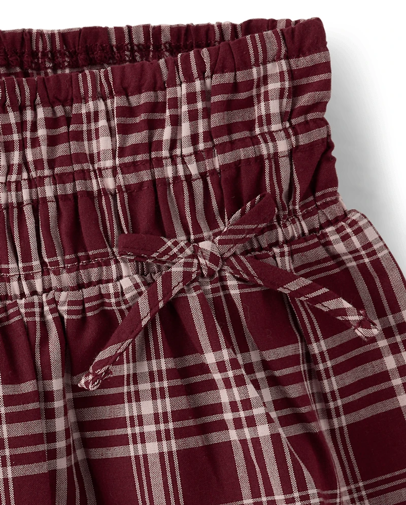 Girls Plaid Smocked Poplin Skort