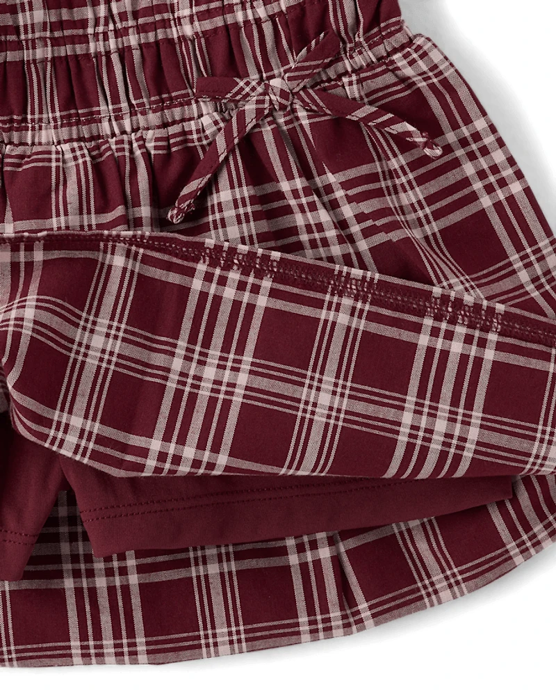 Girls Plaid Smocked Poplin Skort