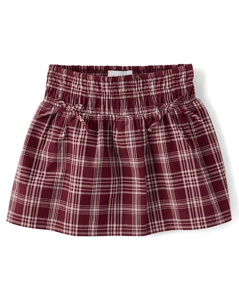 Girls Plaid Smocked Poplin Skort