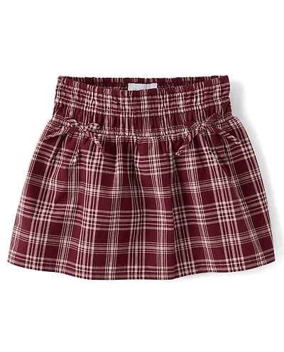 Girls Plaid Smocked Poplin Skort