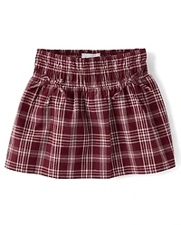 Girls Plaid Smocked Poplin Skort