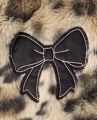Girls Hello Kitty® Leopard Embroidered Faux Fur Bomber Jacket