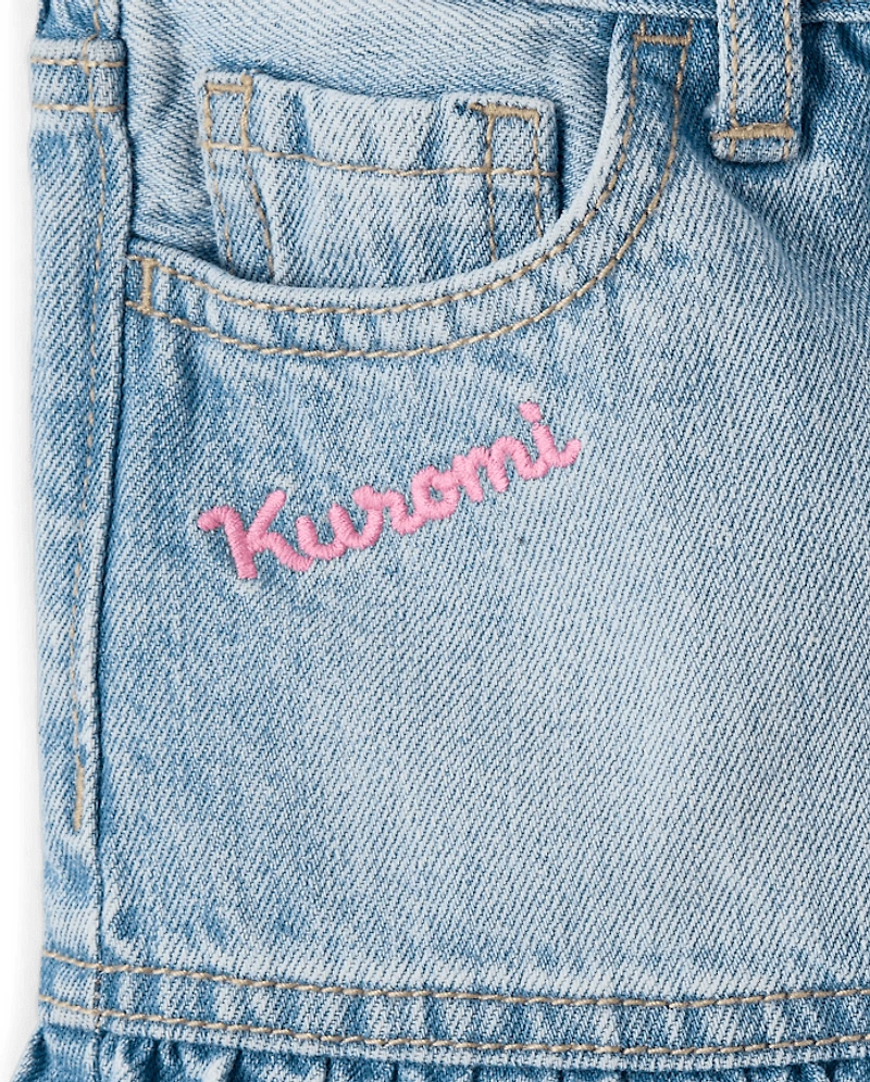 Girls Kuromi™ Embroidered Denim Ruffle Skort