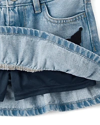 Girls Kuromi™ Embroidered Denim Ruffle Skort