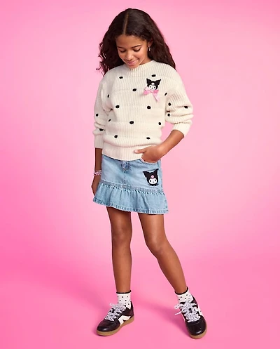 Girls Kuromi™ Embroidered Denim Ruffle Skort