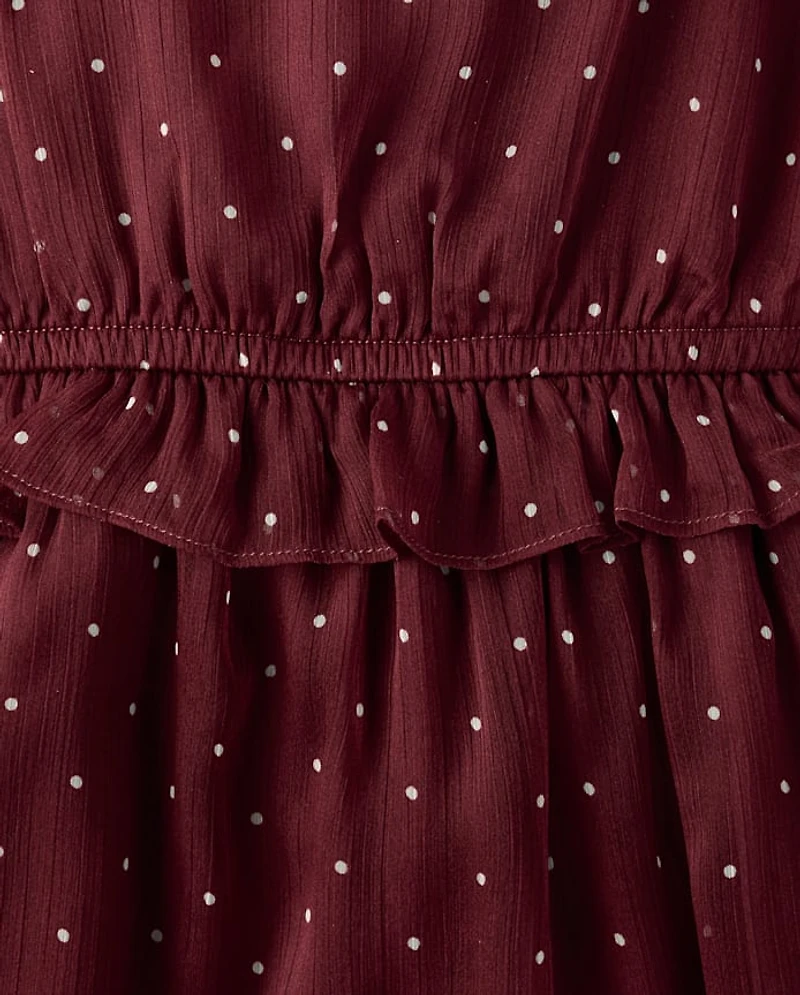 Girls Polka Dot Chiffon Flutter Dress