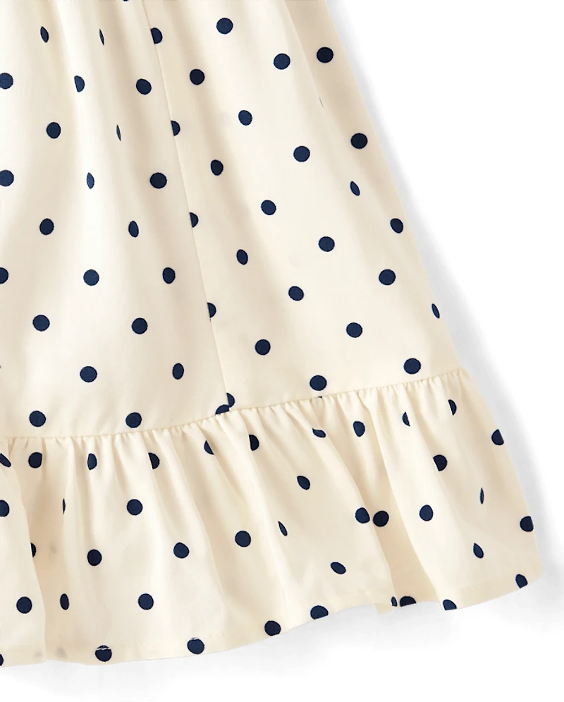 Girls Print Smocked Ruffle Dress