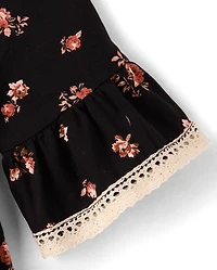 Girls Floral Bell Sleeve Dress