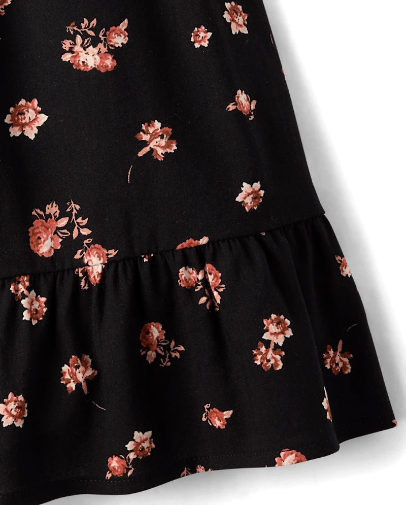 Girls Floral Bell Sleeve Dress
