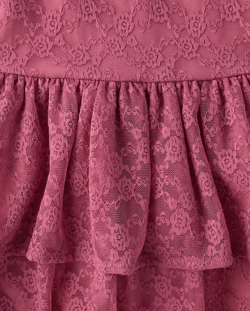 Girls Tiered Lace Dress