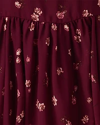 Robe à ourlet mouchoir en mousseline fleurs pour fille
