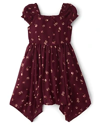 Robe à ourlet mouchoir en mousseline fleurs pour fille