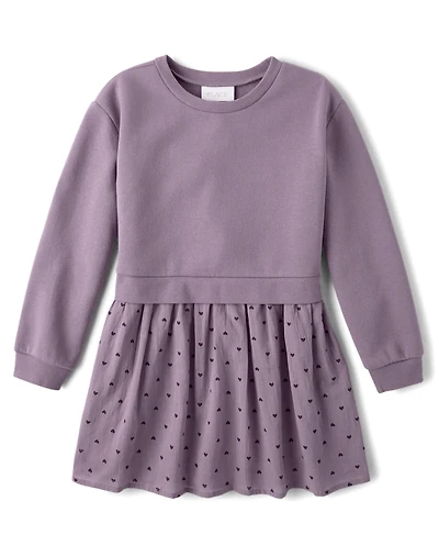 Girls Heart Sweatshirt Dress