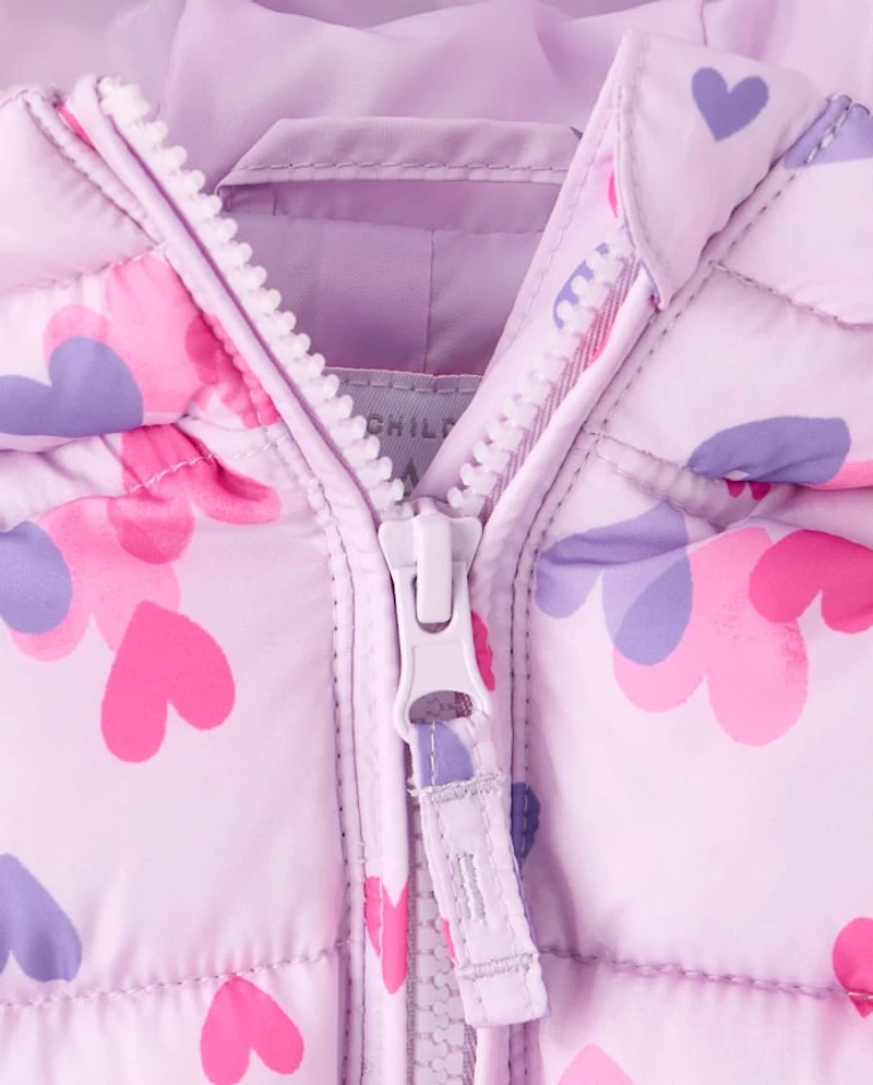 Toddler Girls Print Hooded Puffer Jacket