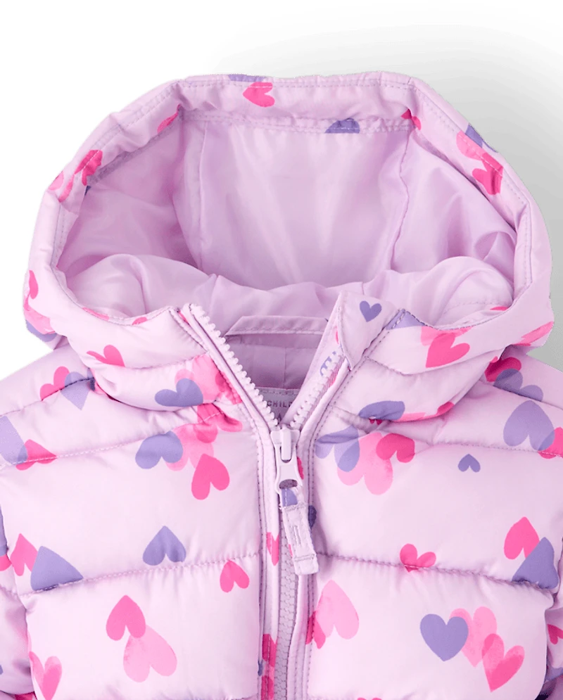 Toddler Girls Print Hooded Puffer Jacket