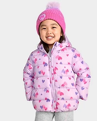 Toddler Girls Print Hooded Puffer Jacket