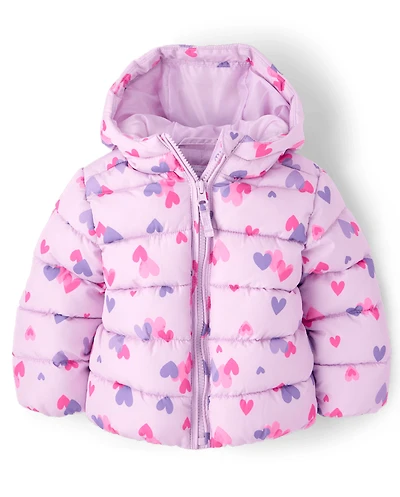 Toddler Girls Print Hooded Puffer Jacket