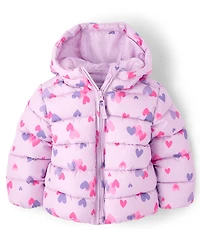 Toddler Girls Print Hooded Puffer Jacket