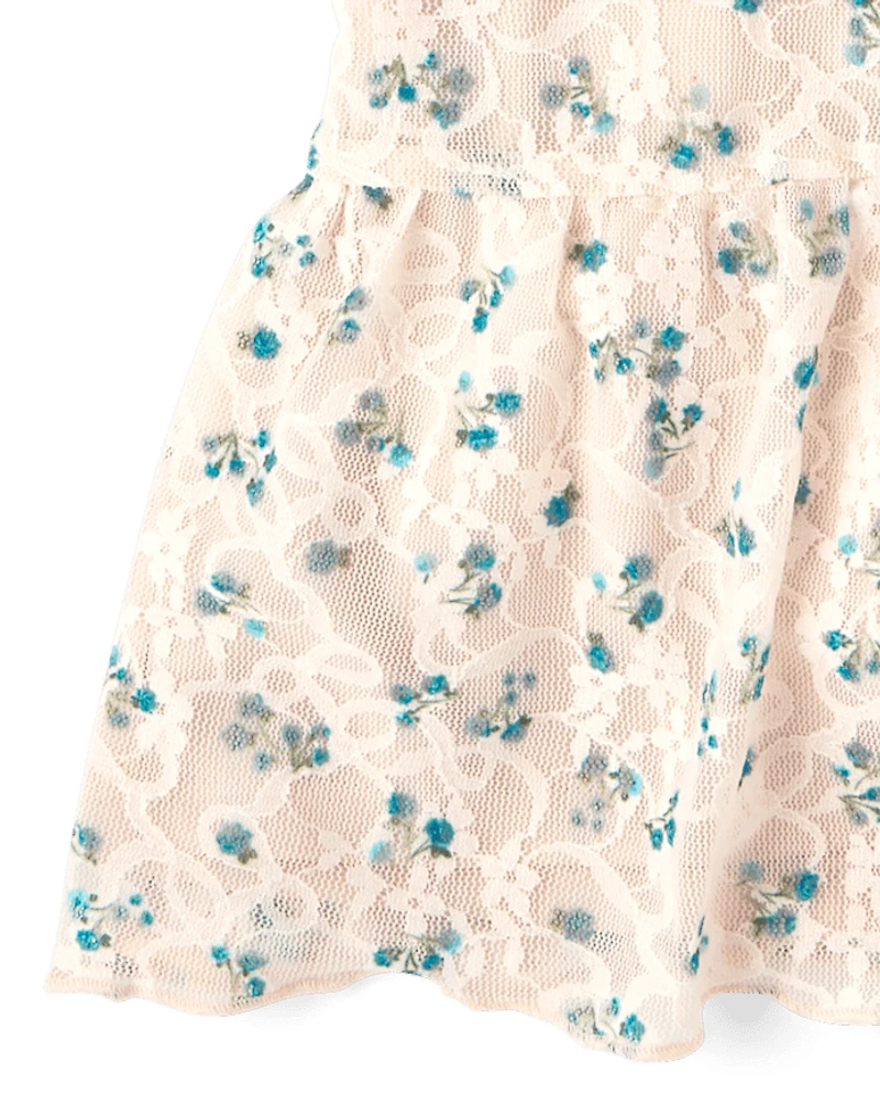 Girls Floral Lace Peplum Top