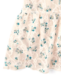 Girls Floral Lace Peplum Top