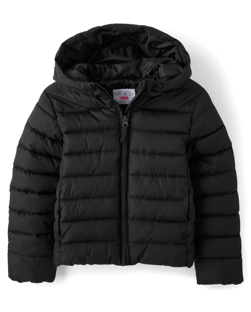 Girls Quilted Hooded Puffer Jacket