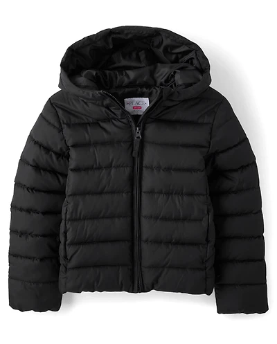 Girls Quilted Hooded Puffer Jacket