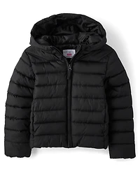 Girls Quilted Hooded Puffer Jacket