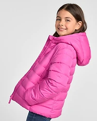 Girls Quilted Hooded Puffer Jacket
