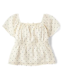 Girls Polka Dot Chiffon Flutter Top