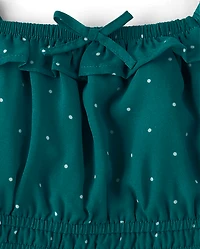 Girls Polka Dot Chiffon Flutter Top