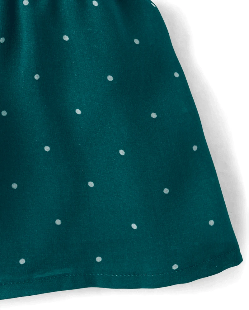 Girls Polka Dot Chiffon Flutter Top