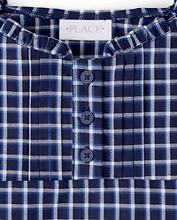 Girls Plaid Ruffle Poplin Blouse