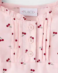 Girls Cherry Ruffle Poplin Blouse
