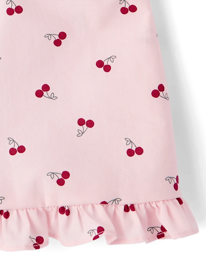 Girls Cherry Ruffle Poplin Blouse