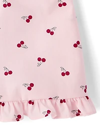 Girls Cherry Ruffle Poplin Blouse