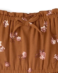 Girls Floral Textured Puff Sleeve Top