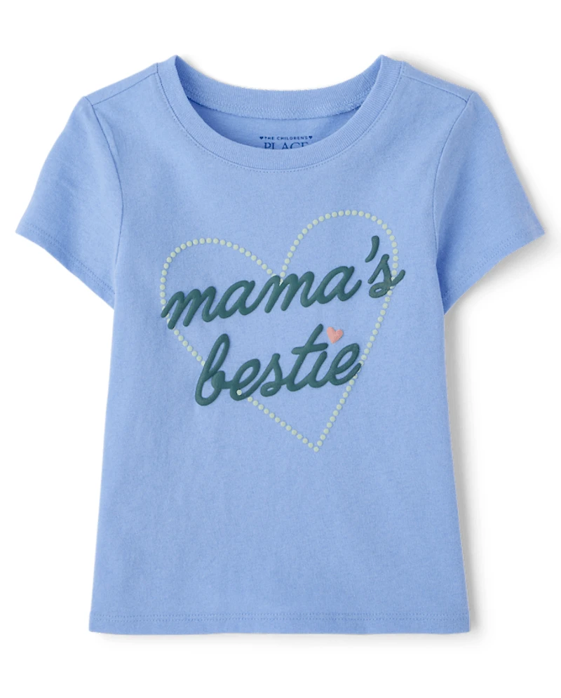 Baby And Toddler Girls Puff Print Mama's Bestie Graphic Tee
