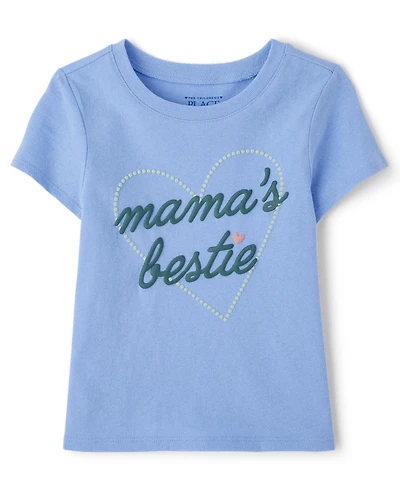 Baby And Toddler Girls Puff Print Mama's Bestie Graphic Tee