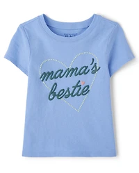 Baby And Toddler Girls Puff Print Mama's Bestie Graphic Tee