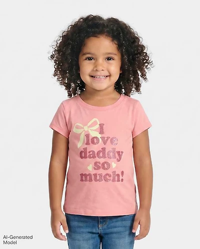 Baby And Toddler Girls Love Daddy Graphic Tee