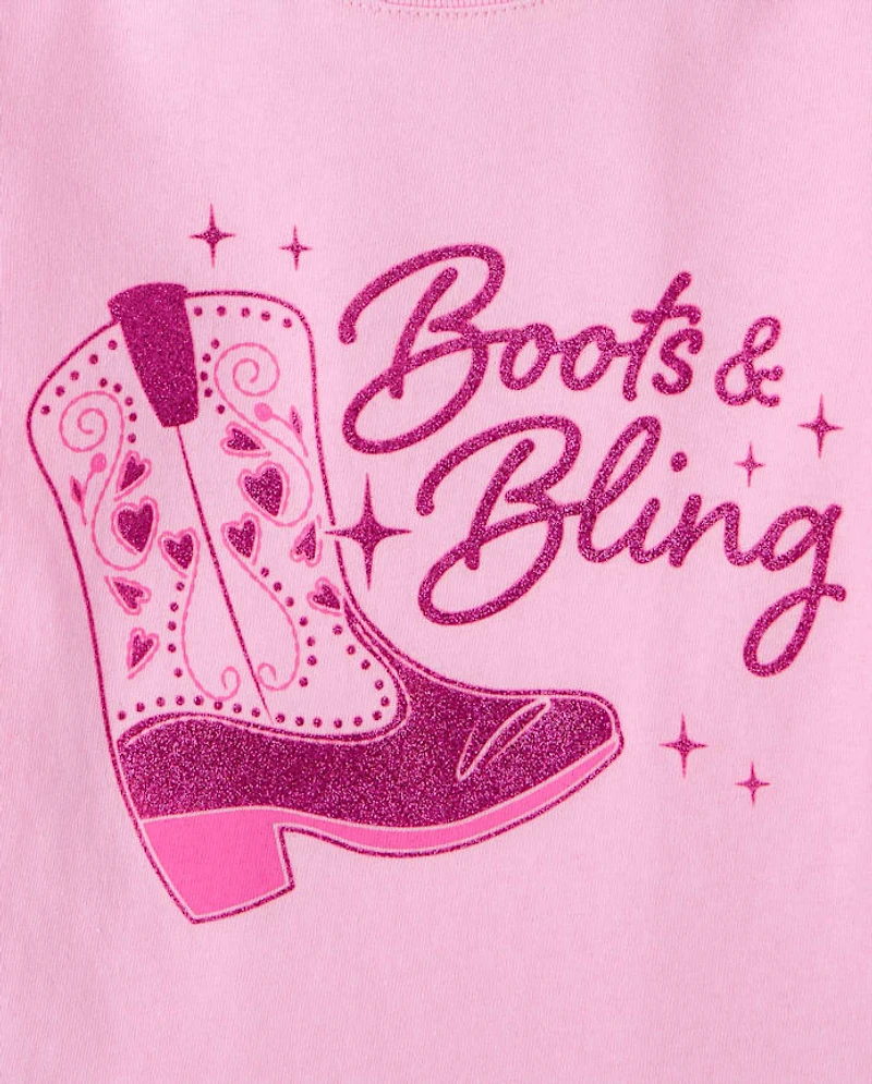 Baby And Toddler Girls Cowgirl Boots Graphic Tee